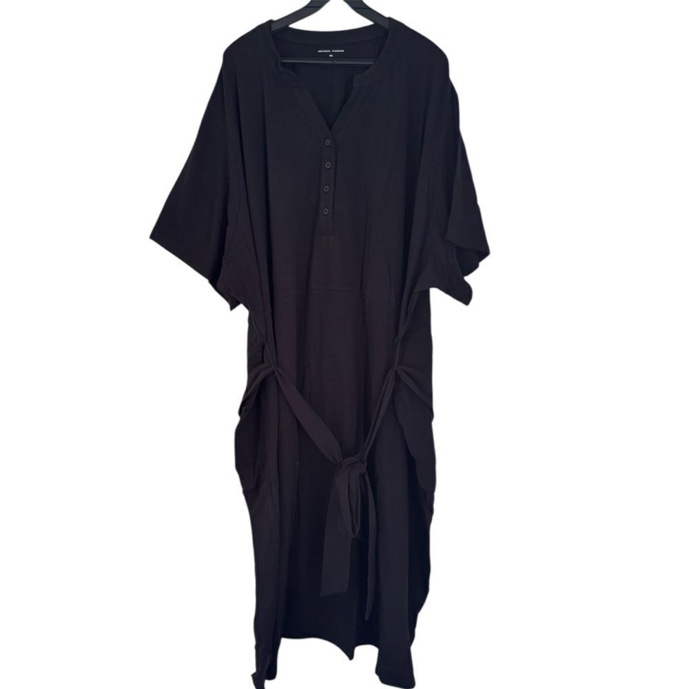 Universal Standard Black Button Top Belted Midi Dress Size 4XL